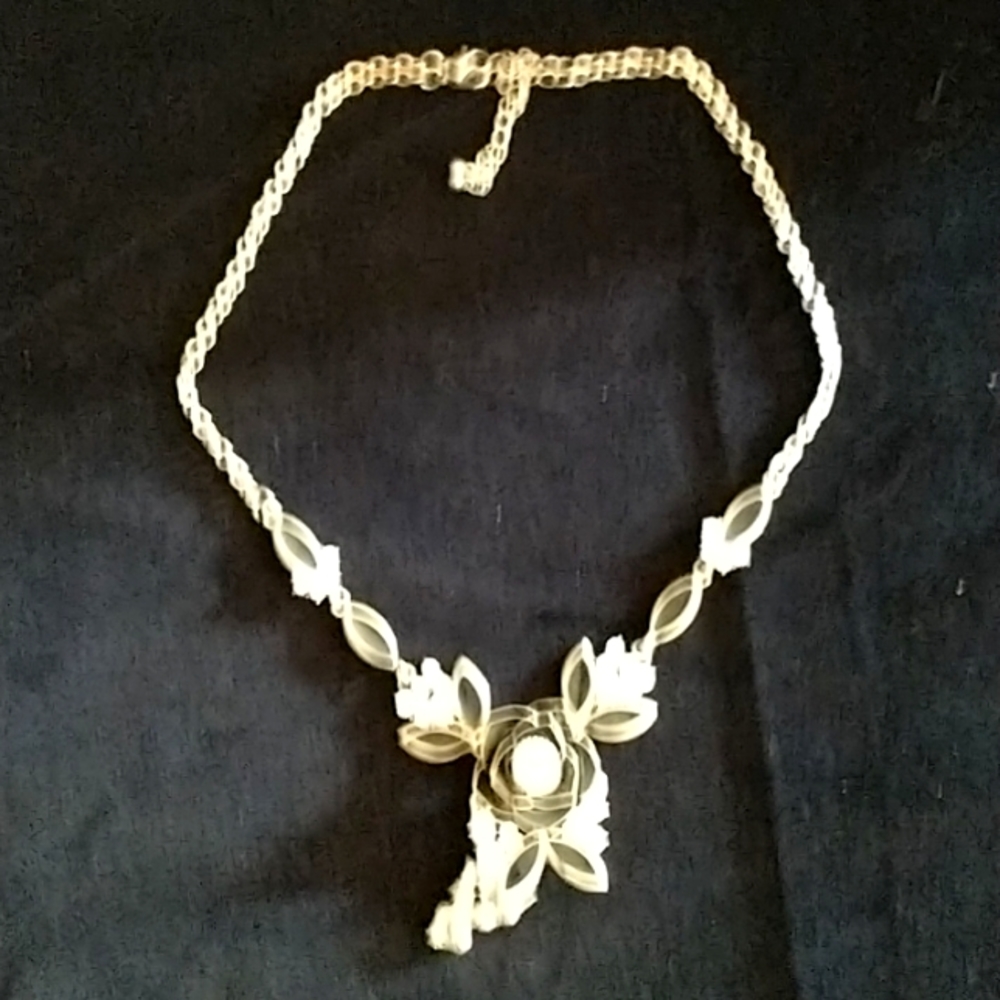 Black enameled and rhinestone necklace